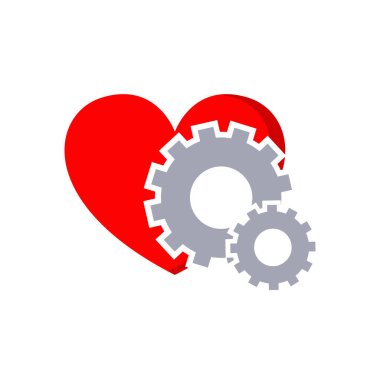 Kalp şeklindeki dişliler ve dişliler, Vektör kardiyoloji dişli ikonu