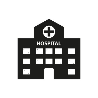 Tıbbi Hastane Beyaz Arkaplanda Düz Simge