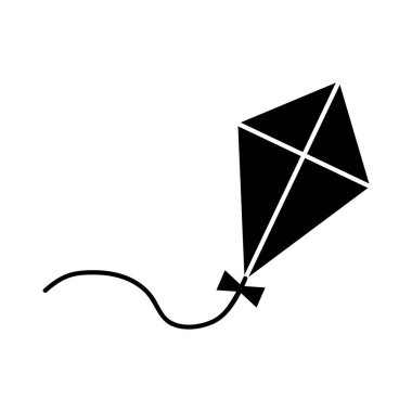 Uçurtma işareti. Vektör. Beyaz üzerine düz stil siyah simge.
