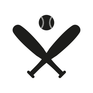 Beyzbol ikonu beyaz arka planda izole edilmiş düz bir şekilde. Tasarımın için, logo. Vektör illüstrasyonu.