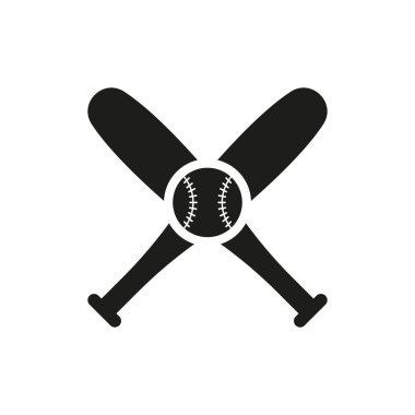 Beyzbol ikonu beyaz arka planda izole edilmiş düz bir şekilde. Tasarımın için, logo. Vektör illüstrasyonu.