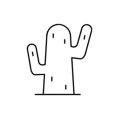 Kaktüs ikonu. Resimler beyaz arkaplanda izole edildi. Vektör gri işaret sembolü