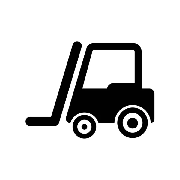 Ikon Vektor Truk Forklift Hitam Pada Latar Belakang Putih - Stok Vektor
