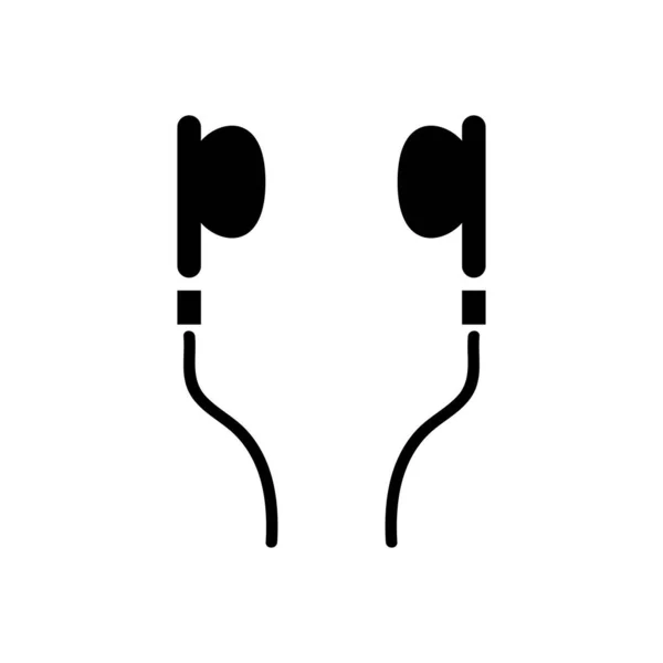 Εικονίδιο Ακουστικών Επίπεδη Διανυσματική Απεικόνιση Μαύρο Λευκό Φόντο Eps — Διανυσματικό Αρχείο