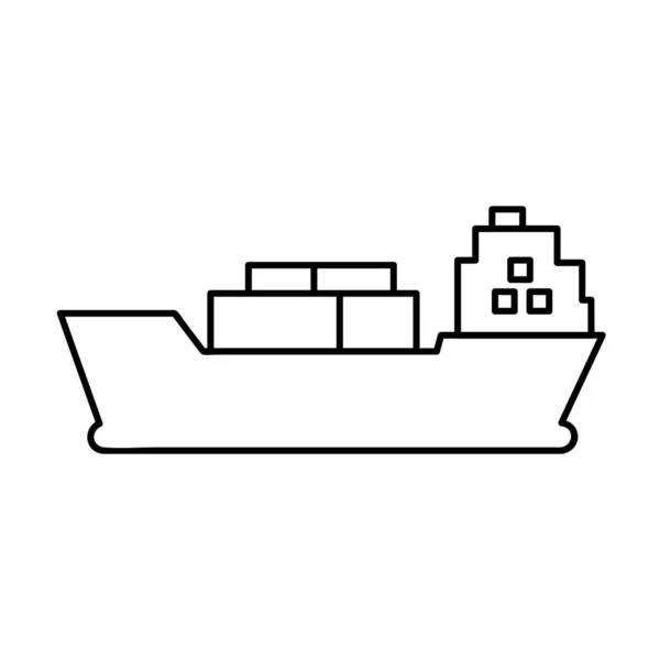Lastskeppsikonen Kortfattad Illustration Lastfartyg Vektor Ikon Logotyp Isolerad Vit Bakgrund — Stock vektor