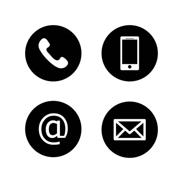 Ensemble Boutons Contact Email Enveloppe Téléphone Icônes Mobiles — Image vectorielle
