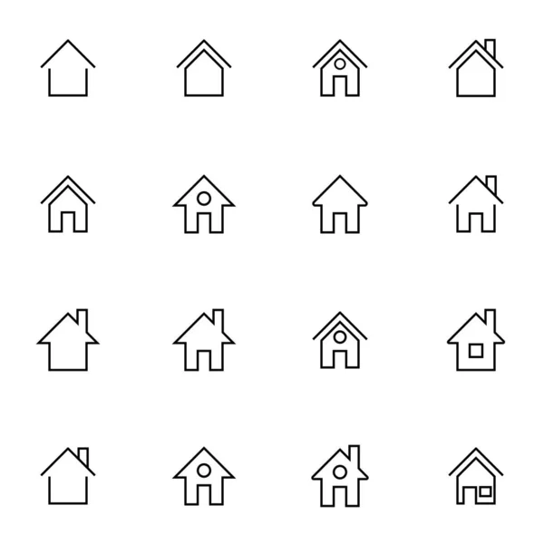 Conjunto Casa Icono Del Hogar Ilustración Vectorial Signos Para Infografía — Archivo Imágenes Vectoriales