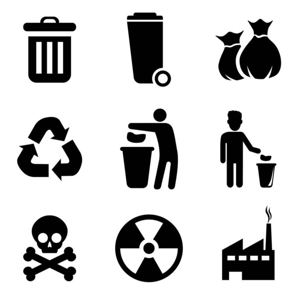 Trashcan icon set. Signs for infographic, logo, app development and website design.