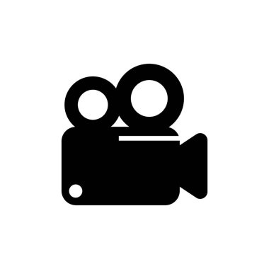 Beyaz arkaplanda sinema kamerası simgesi. Vektör illüstrasyonu