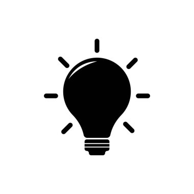 Ampul simgesi vektörü, katı illüstrasyon, beyaz üzerine izole edilmiş pictogram