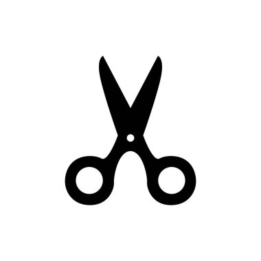 Beyaz arkaplanda siyah makas simgesi. Vektör İllüstrasyonu