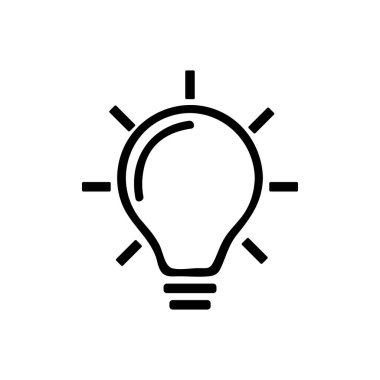 Fikir ampulü vektör ikonu, yaratıcı lamba sembolü. Web sitesi veya mobil uygulama için modern, basit düz vektör çizimi