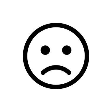 Beyaz arkaplanda üzgün yüz simgesi. Vektör İllüstrasyonu