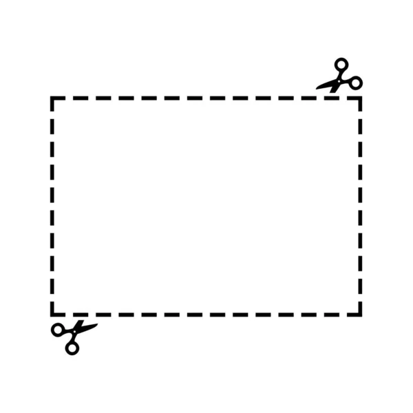 Ilustración Una Forma Rectángulo Cupón Recortado Con Vector Tijeras — Archivo Imágenes Vectoriales