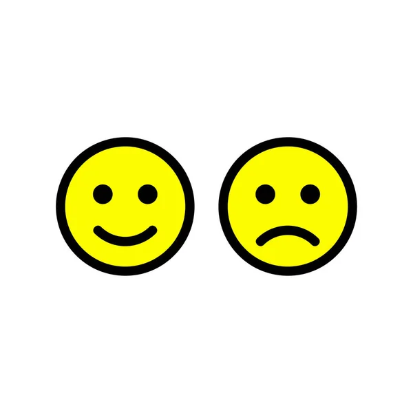 Glückliche Und Traurige Gesichter Smiley Gesicht Symbole Flachen Stil Vektorillustration — Stockvektor