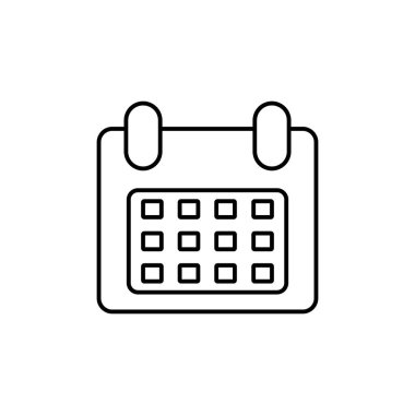 Takvim satırı simgesi, anahat vektör logo illüstrasyon, doğrusal piktogram beyaz izole