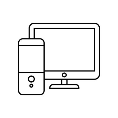 Bilgisayar çizgisi simgesi. Logo web mobil uygulama UI tasarımı için kaliteli vektör çizimi kavramı.