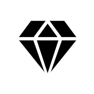 Elmas simge vektör. Basit düz sembolü. Beyaz arka plan üzerinde mükemmel siyah piktogram illüstrasyon.