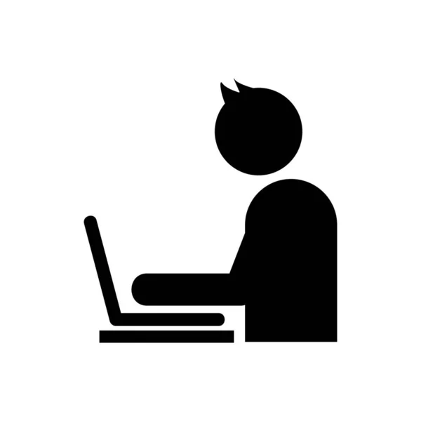 Άνθρωπος Που Εργάζεται Εικονίδιο Υπολογιστή Λευκό Φόντο Εικονογράφηση Διανύσματος — Διανυσματικό Αρχείο