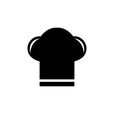 Şef şapka logosu beyaz arka planda düz simge. Vektör İllüstrasyonu