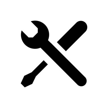 Tornavida ve İngiliz anahtarı. Beyaz arkaplanda araç vektör simgesi. Vektör İllüstrasyonu