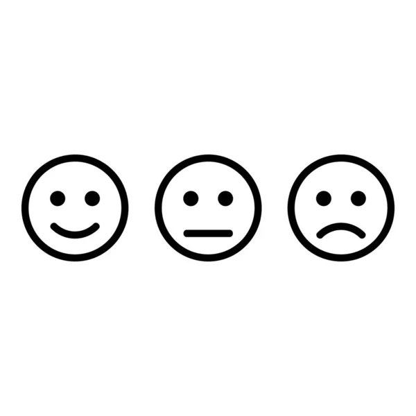 Smiley Emoticons Symbol Positiv Neutral Und Negativ Vektorisolierte Darstellung Unterschiedlicher — Stockvektor