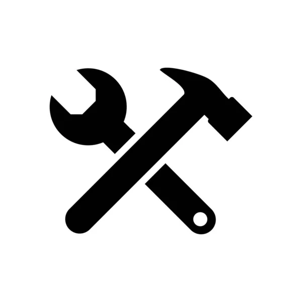 Schraubenschlüssel Und Hammer Werkzeuge Symbol Isoliert Auf Weißem Hintergrund — Stockvektor