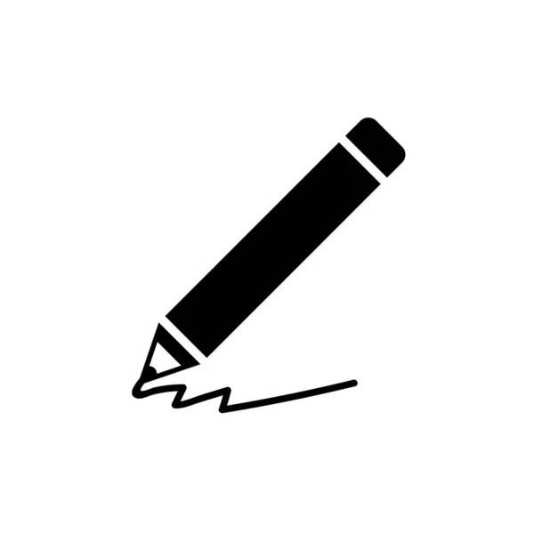 Crayon Icône Vectorielle Noir Sur Fond Blanc — Image vectorielle
