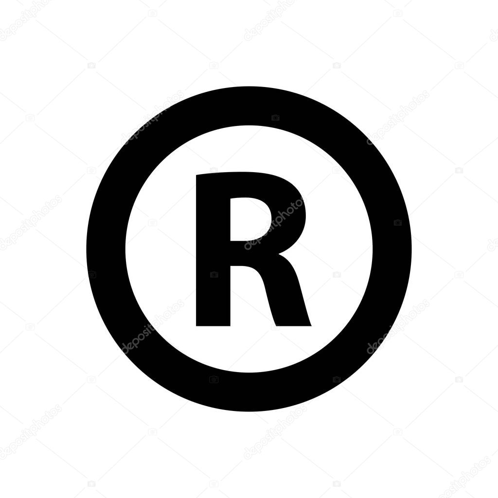 Registered trademark symbol on white background. Vector Illustration