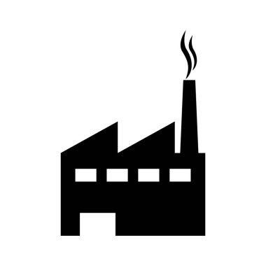 Beyaz arka planda fabrika simgesi. vektör illüstrasyonu