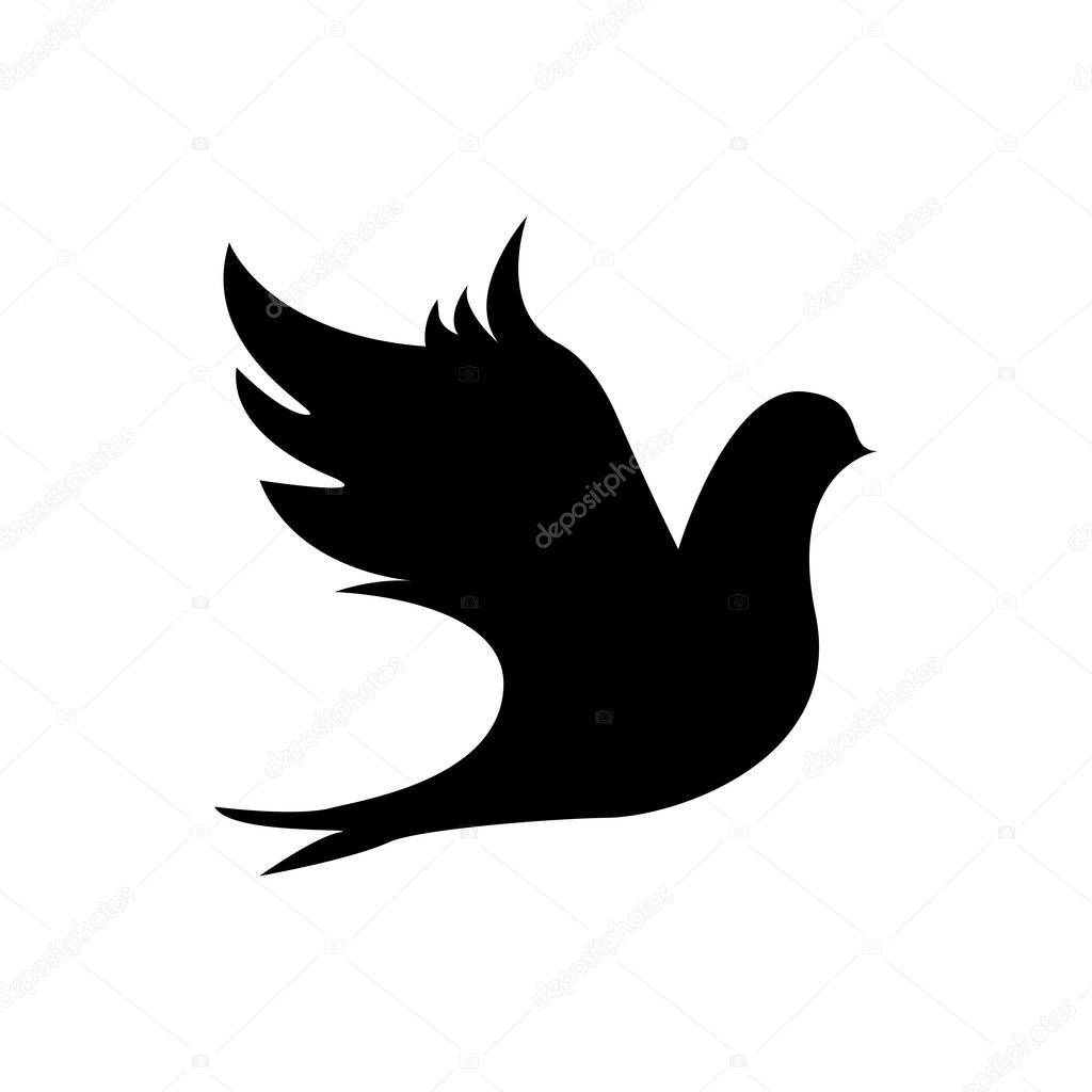 Birds Silhouettes flat icon on white background. Vector Illustration