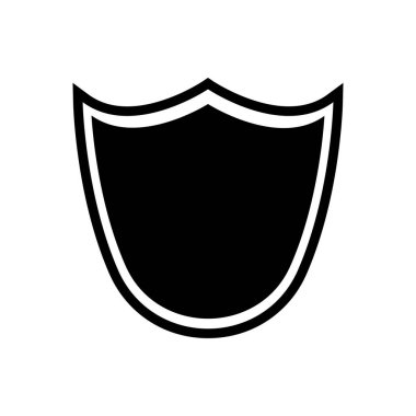 Kalkan Simgesi beyaz arkaplanda izole edilmiş modaya uygun düz bir şekilde. Web sitenizin tasarımı için sembol, logo, uygulama, UI. Vektör illüstrasyonu.