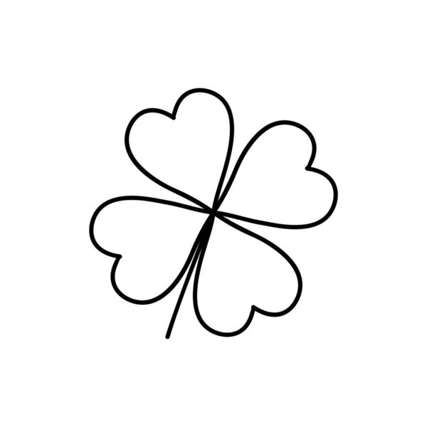 Значок клевера листа. Символ Святого Патрика. Стиль наброска. Концепция экологии.