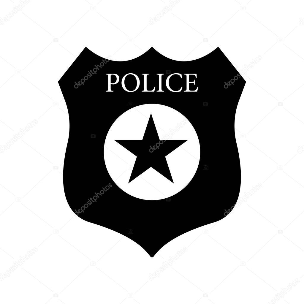 Sheriff badge with star icon vector, filled flat sign, solid pictogram isolated on white. Public safety symbol, logo illustration