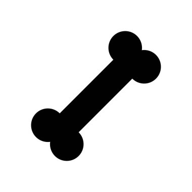 Köpek kemiği basit vektör simgesi. Kemiğin siyah beyaz çizimi, köpek maması..