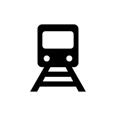 Beyaz arkaplanda tren simgesi vektörü. Taşıma simgeleri. Ulaşım vektörü illüstrasyonu