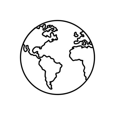 Web ve mobil, modern minimalist düz tasarım için modern küre simgesi ince çizgi. Açık gri arka planda vektör koyu gri simgesi.