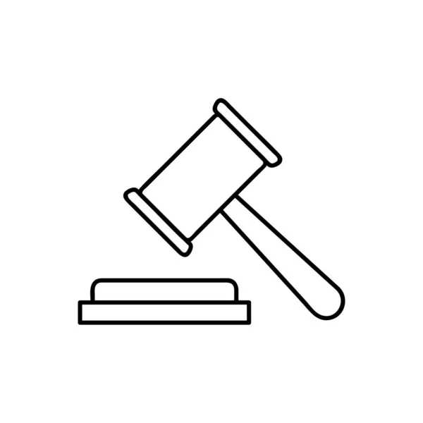 Аукцион Молоток Закон Символ Правосудия Икона Вердикта Тонкой Линии Линейная — стоковый вектор