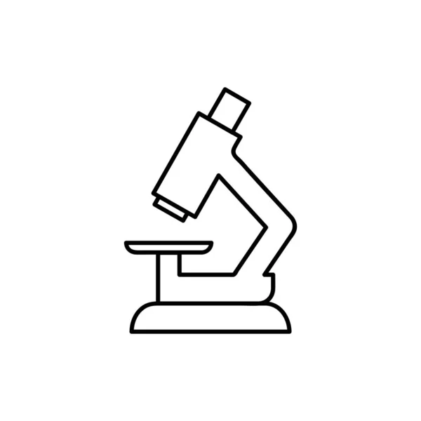 Ícone Linha Vetorial Moderno Microscópio Logotipo Linear Pesquisa Científica Símbolo — Vetor de Stock