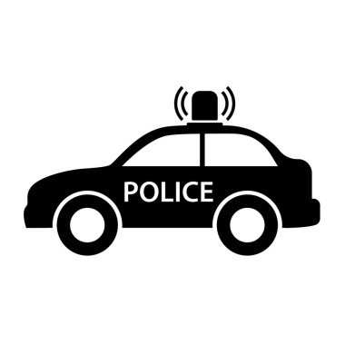 Polis arabası ikonu. Vektör sembolü. Polis arabası çizimi
