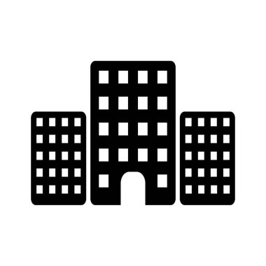 Ofis binası ikonu. Düz tasarım, vektör resim vektörü