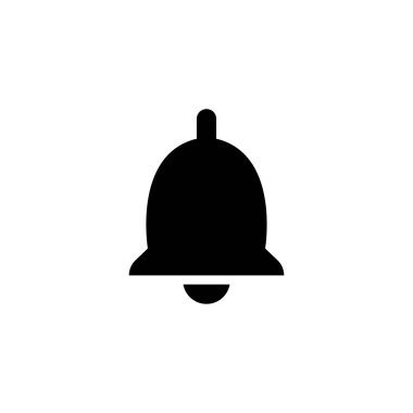 Beyaz arka planda izole edilmiş modaya uygun düz stil çan simgesi. Web sitenizin tasarımı, logosu, uygulaması ve UI için uyarı sembolü. Vektör illüstrasyonu.