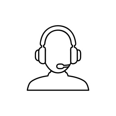 İnce hat yardım hattı simgesi. Sorma konsepti, evet, teknik, geri bildirim, çağrı merkezi, erkek işi. Beyaz arka planda izole edilmiş. düz stil trend modern marka logotip tasarım vektör çizimi