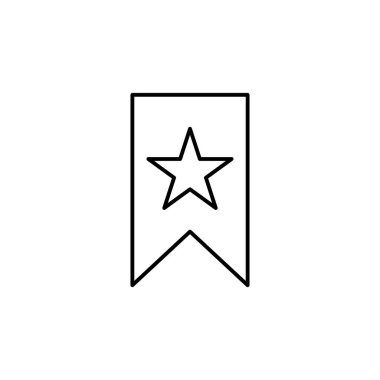 Yer imleri çizgi vektör simgesi. Beyaz arkaplanda izole edilmiş vektör siyah simgesi.