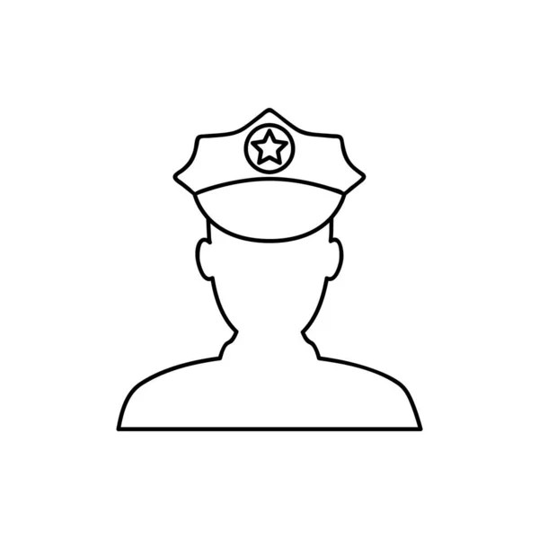 警察官警官制服プロの労働者職業職業職業職業キャリアサーヴァントシンボルピクトグラム白の背景に最小限の孤立 — ストックベクタ