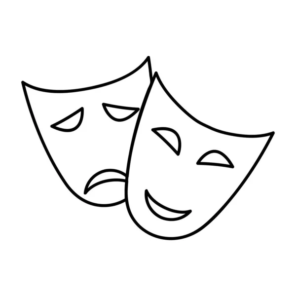 Theater Maskers Lijn Pictogram Omtrek Vector Teken Lineaire Stijl Pictogram — Stockvector