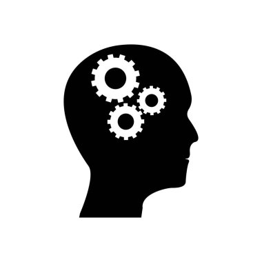 Beyin olarak çarkları olan insan kafası silueti - fikir ve yenilik kavramı