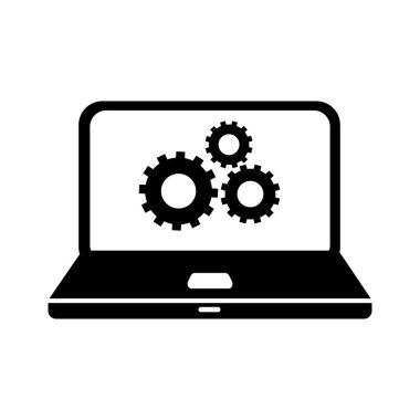 vektör dizüstü bilgisayar ayarları simgesi