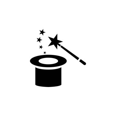 Sihirli değnek ve şapka beyaz arkaplanda izole edildi