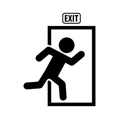 Çıkış Simgesi beyaz arkaplanda izole edilmiş, modaya uygun düz bir şekilde. Web sitenizin tasarımı, logosu, uygulaması ve UI için sembol bırakın. Vektör illüstrasyonu.